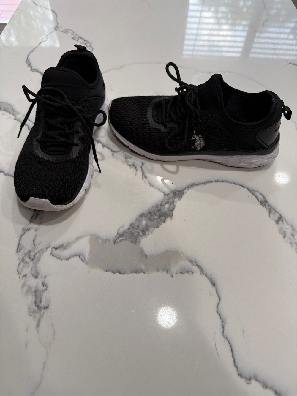 U.S. Polo Assn. Women's Black and White Knit Sneakers